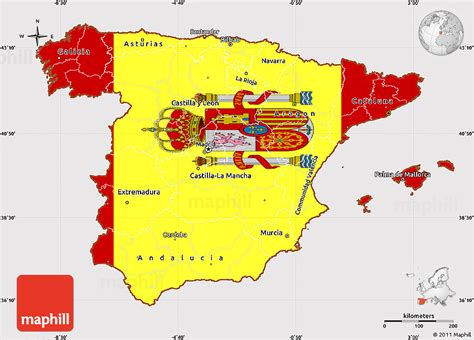 Flag Simple Map Of Spain Flag Rotated