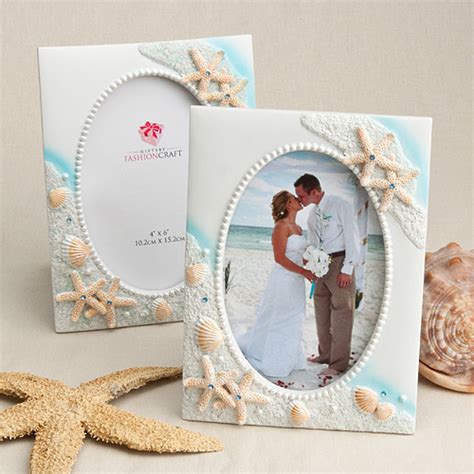 Picture frame with wedding photo. Beach Theme Table Number Holder and Picture Frame