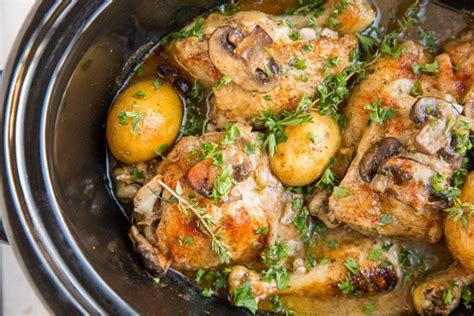 Crock Pot Creamy Mushroom Chicken With Potatoes The Roasted Root