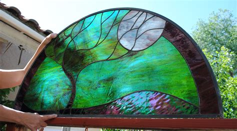 Stained Glass Window Panel Large Moonlit Tree Arch Stained Glass