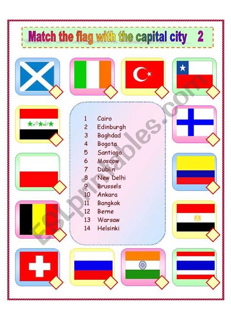 If you like all country flags with names pdf download, you may also like: English worksheets: Match the flags and capital cities 2
