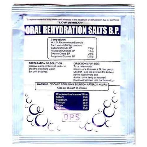 The new improved formula is the result of extensive research sponsored by who's department of child and adolescent. Oral Rehydration Salts - Oral Rehydration Salts BP(ORS ...