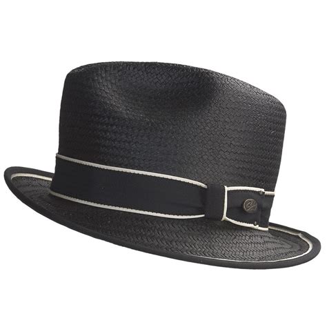 Bailey Of Hollywood Drake Straw Fedora Hat For Men In Black Ivory