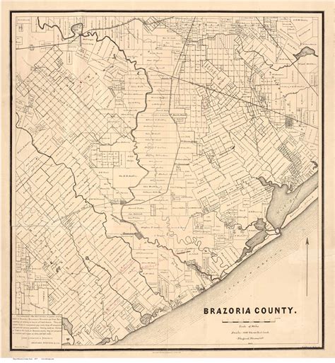 Brazoria County Texas 1877 Old Map Reprint Old Maps