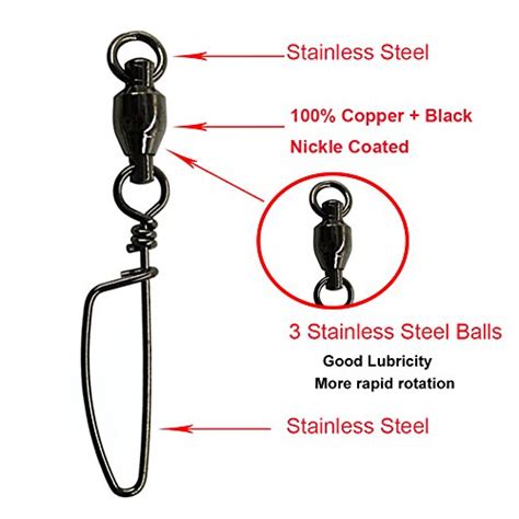 Agool Ball Bearing Fishing Swivel Stainless Steel High Strength With