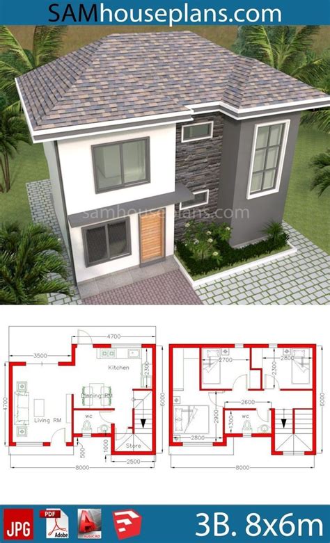 Simple House Design 6x7 With 2 Bedrooms Hip Roof Samhouseplans Flat