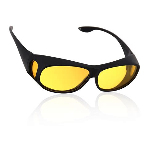 Aksdesy Night Driving Glasses Anti Glare Night Vision Glasses Hd Polarized Yellow Tint Fit Over