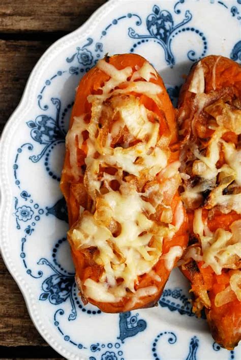Twice Baked Sweet Potatoes With Caramelized Onions The Live In Kitchen