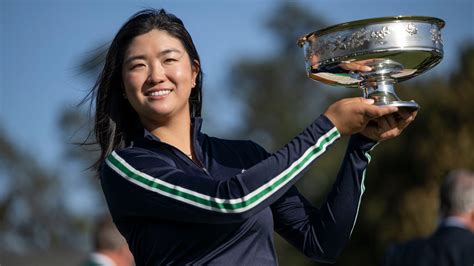 Rose Zhang Celebrates With The Augusta National Womens Amateur Trophy