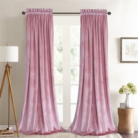 Gisewood Velvet Curtain Panels Pink Blush Window Super Soft Etsy