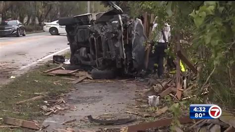 2 Transported After Fiery Rollover Crash In Northwest Miami Dade Wsvn