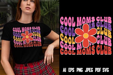 Retro Cool Moms Club Mothers Day T Shirt Graphic By T Shirt Design