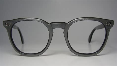 Vintage 1950s American Optical Tart Arnel Style Eyeglasses Frames Mens Silver Woodgrain James