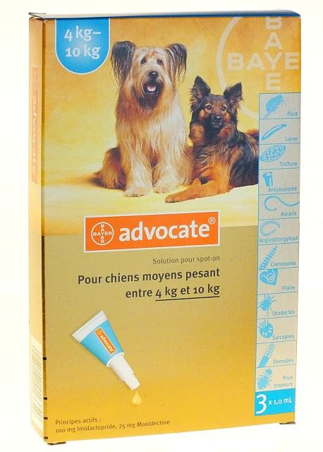 Tiques And Puces Advocate Chien Moyen 4 10kg Spot On 3 Pipettes