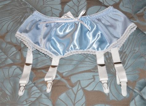 Items Similar To Light Blue Silky Satin Suspender Belt Set 34 Size
