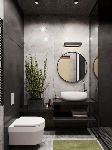 And there's even a space for books and magazines that you can reach from the toilet or the tub. Black Bathroom Interior Design Ideas with Photos and ...