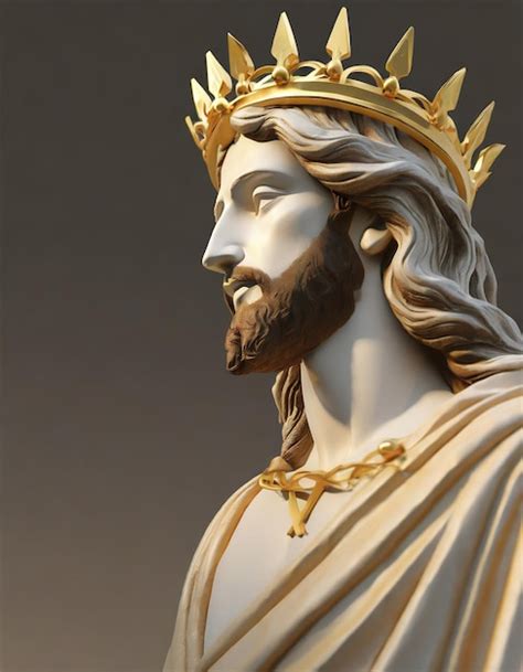 Premium Photo Comma On Jesus Christ Statue With Gold Crown Of Thorns