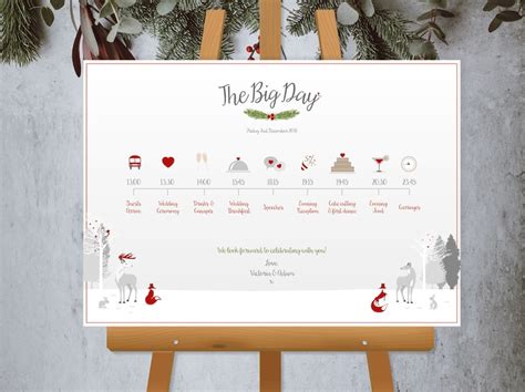 Winter Wonderland Order Of The Day Wedding Poster A1a2 Etsy Uk