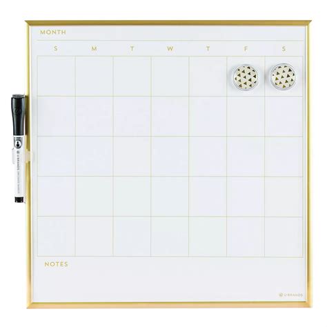 U Brands Gold Metal Frame Square Dry Erase Calendar Shop Bulletin