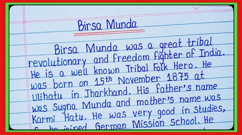 Essay On Birsa Munda In English Essay On Birsa Munda Essay On Janjatiya