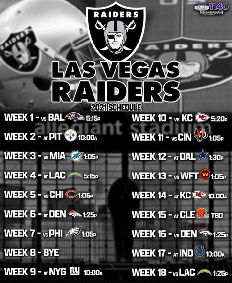 The Las Vegas Raiders Super Sized Schedule Sactown Sports