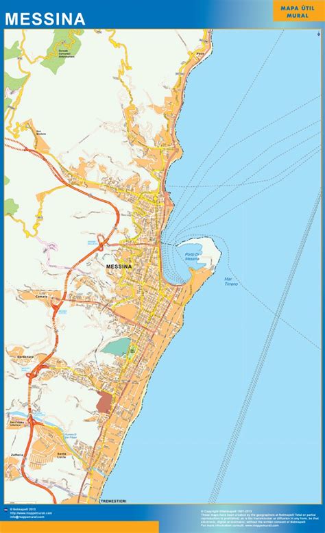 Map Of Messina City In Italy Wall Maps Of Countries Of The World