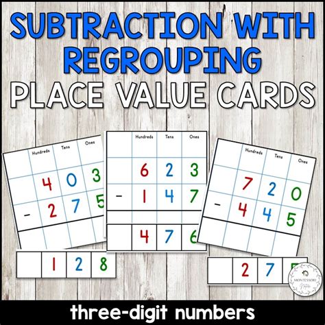 Subtraction With Regrouping Place Value Operation Cards Three Digit