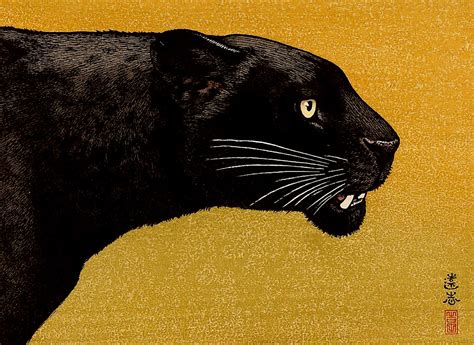 Japanese Art Panther Paintings Prints Posters Black Etsy