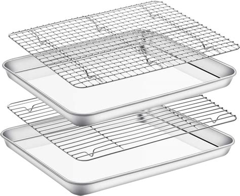 Amazon Com Baking Sheet With Cooling Rack Set Set Of 4 2 Sheets 2