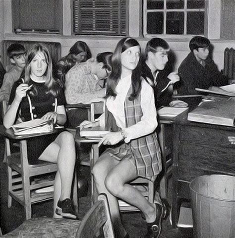 Vintage Everyday Mini Skirt In School With Male Teacher Of The 1970s