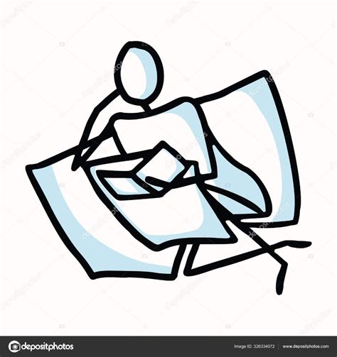 Download Reading Stick Figure Person Sitting With Book Comfy On