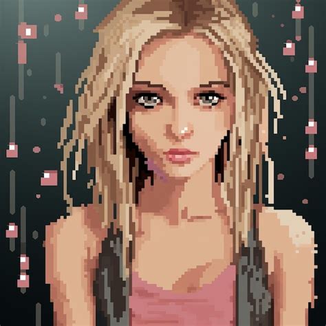 Premium Photo Pixel Art Of A Girl With Long Blonde Hair