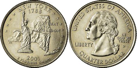 Coin United States New York Quarter 2001 Us Mint Denver