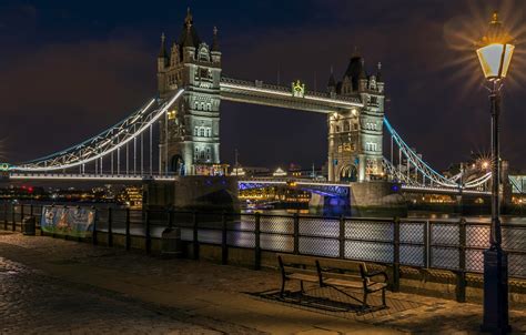 Wallpaper Night Bridge Lights River England London Lantern Tower