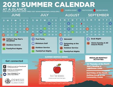 Oswego Alliance Summer 2021 Calendar Oswego Alliance Church