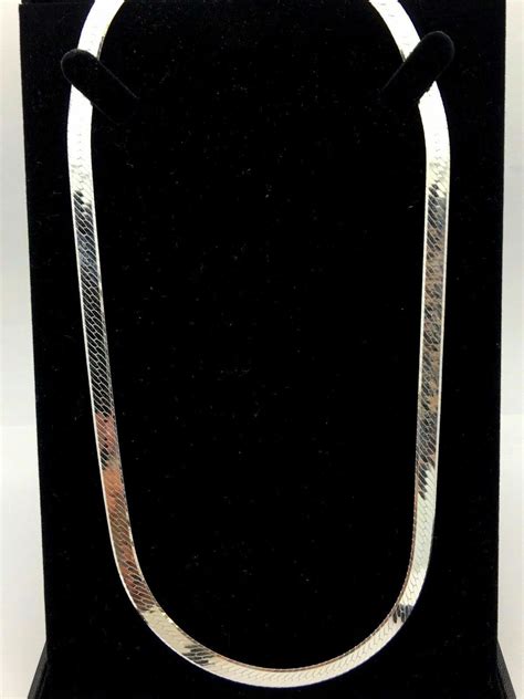 925 Sterling Silver Italian Solid Herringbone Flat Chain Necklace 20 Ebay