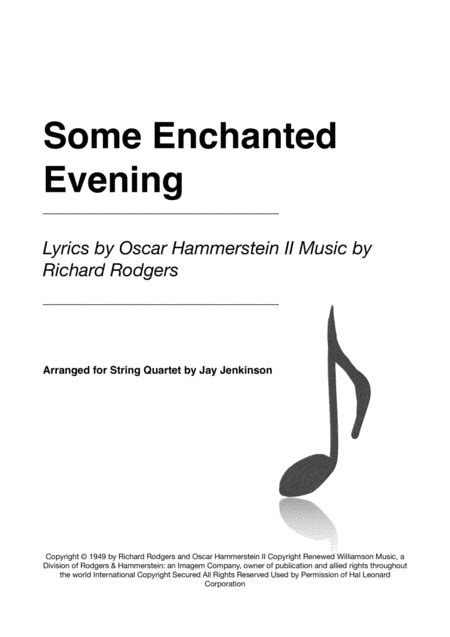 Some Enchanted Evening Arr Jay Jenkinson Sheet Music Richard
