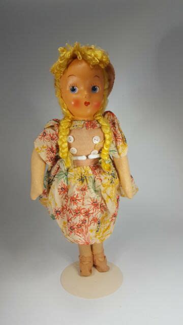 Poland Mask Face Doll Cloth Body Celluloid Vtg 1950 S 12 Sawdust Filled Ebay