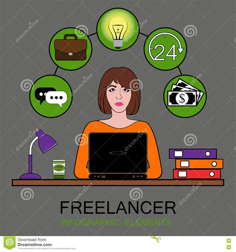 Woman Freelancer At Work Stock Vector Illustration Of Creator 72112837