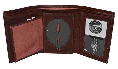 Leatherboss Police Badge Id Holder Wallet Shield Shape By
