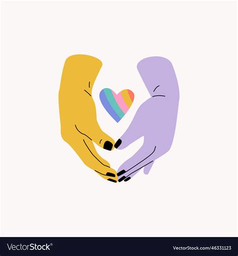 Lgbtq Couple Holding Hands Tolerance Concept Vector Image
