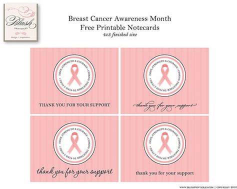 Free Printable Breast Cancer Thank You Cards