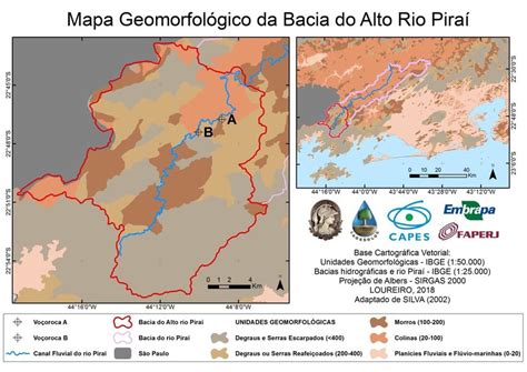 mapa com as unidades geomorfológicas presentes na bacia hidrográfica download scientific