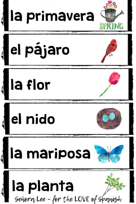Spring Vocabulary Words In Spanish Word Wall Spanish Bulletin Board