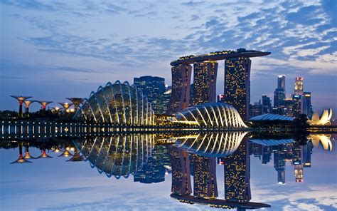 Singapore Reflection Sky Architecture Wallpaper Coolwallpapersme