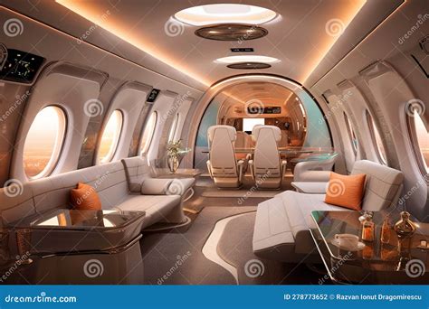 Private Jet S Futuristic Modern Interior, Where Sleek Design Elements