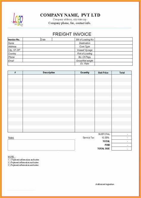 Free Trucking Invoice Template