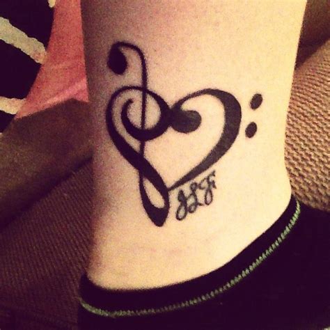 Treble Clefbass Clef Heart Tattoo With Initials Cuteeee Small