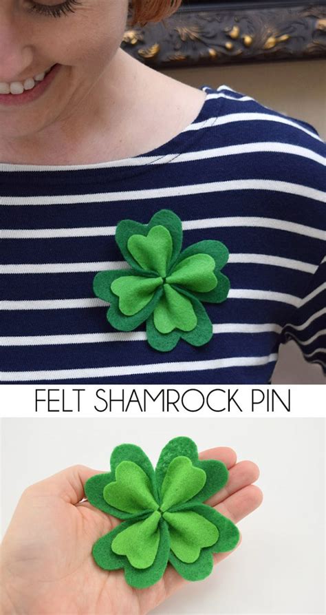 DIY Simple Felt Four Leafed Clover Shamrock Pin Mom Spark Mom Blogger