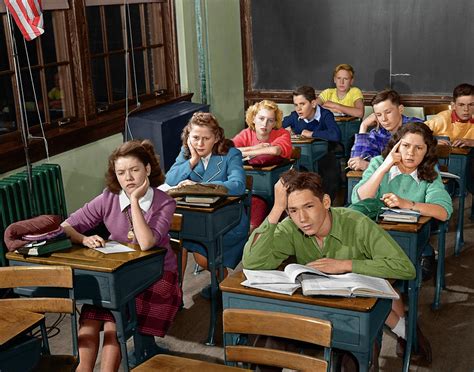 1950s High School Classroom Of Bored Photograph By Vintage Images